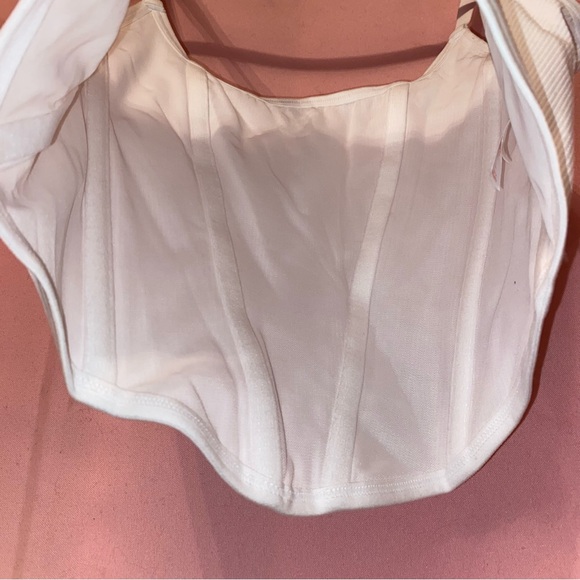 White Corset Tank Top Crop Boning Cotton Large 36D 38C 38D Target Colsie - Picture 6 of 7